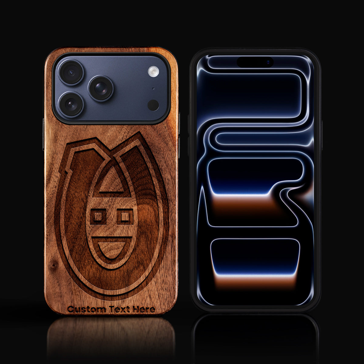 Custom Montreal Canadiens iPhone 17/17 Pro/17 Pro Max/17 Air Case - Carved Wood Canadiens Cover