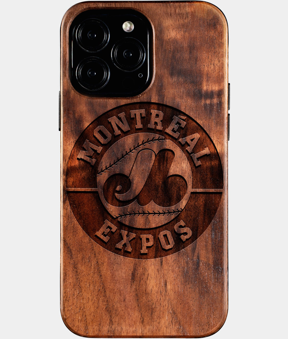 Custom Montreal Expos iPhone 16/16 Pro/16 Pro Max/16 Plus Case - Wood Expos Cover - Eco-friendly Montreal Expos iPhone 16 Case - Carved Wood Custom Montreal Expos Gift For Him - Monogrammed Personalized iPhone 16 Cover By Aldergrove & Oak