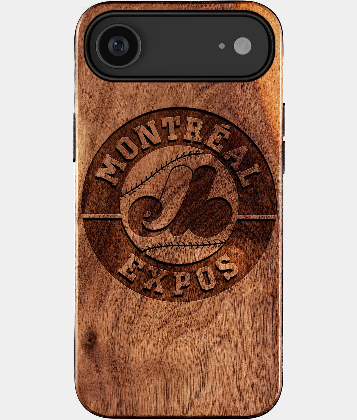 Eco-friendly Montreal Expos iPhone 17 Air Case - Carved Wood Custom Montreal Expos Gift For Him - Monogrammed Personalized iPhone 17 Air Cover By Aldergrove & Oak