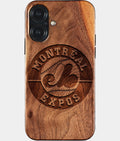 Eco-friendly Montreal Expos iPhone 17 Case - Carved Wood Custom Montreal Expos Gift For Him - Monogrammed Personalized iPhone 17 Cover By Aldergrove & Oak