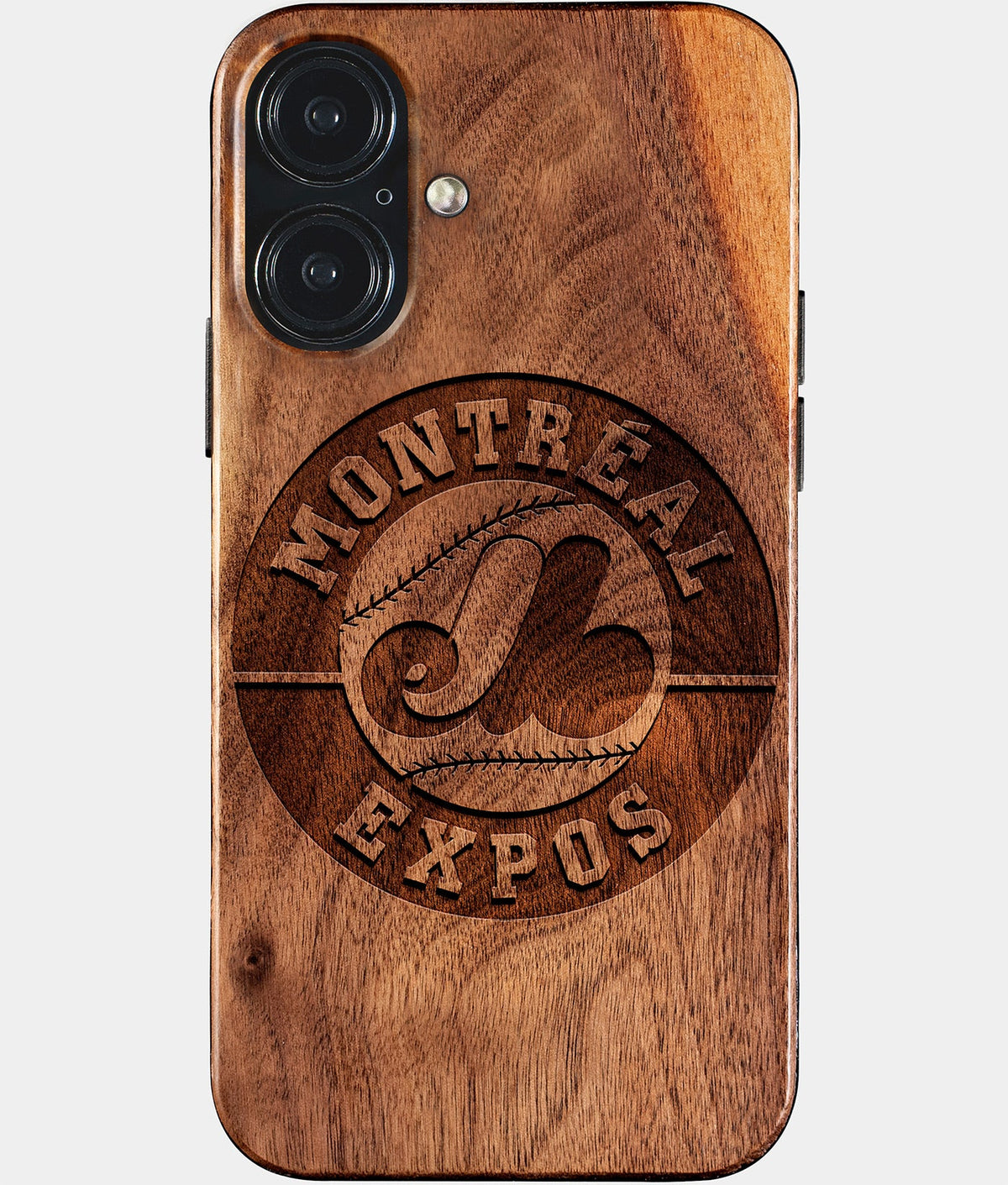 Eco-friendly Montreal Expos iPhone 17 Case - Carved Wood Custom Montreal Expos Gift For Him - Monogrammed Personalized iPhone 17 Cover By Aldergrove & Oak