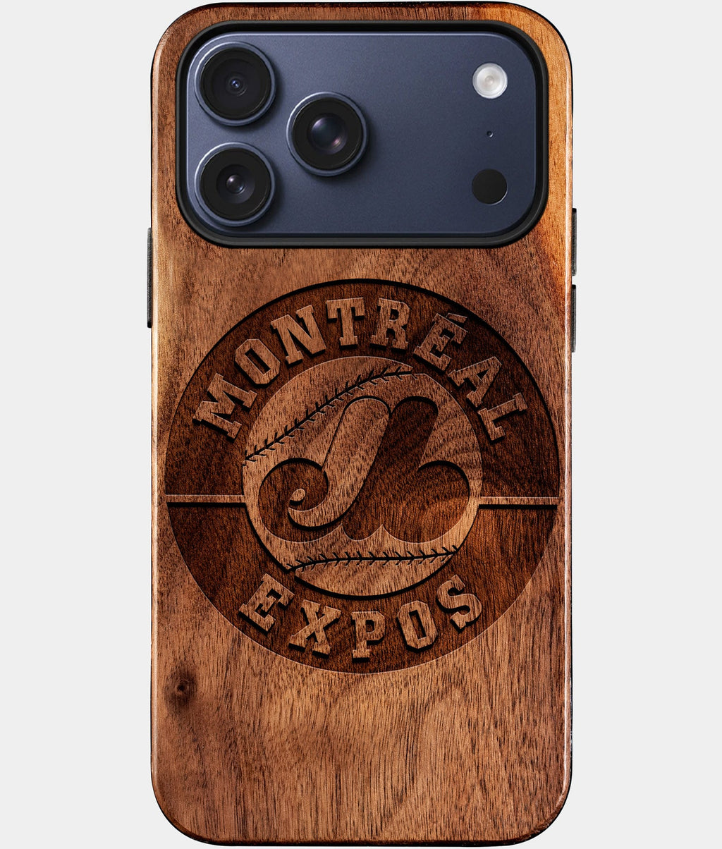 Custom Montreal Expos iPhone 17/17 Pro/17 Pro Max/17 Air Case - Wood Expos Cover - Eco-friendly Montreal Expos iPhone 17 Case - Carved Wood Custom Montreal Expos Gift For Him - Monogrammed Personalized iPhone 17 Cover By Aldergrove & Oak
