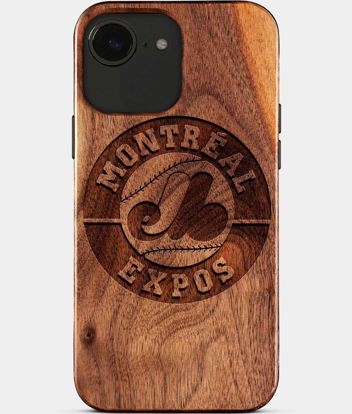 Eco-friendly Montreal Expos iPhone 17e Case - Carved Wood Custom Montreal Expos Gift For Him - Monogrammed Personalized iPhone 17e Cover By Aldergrove & Oak