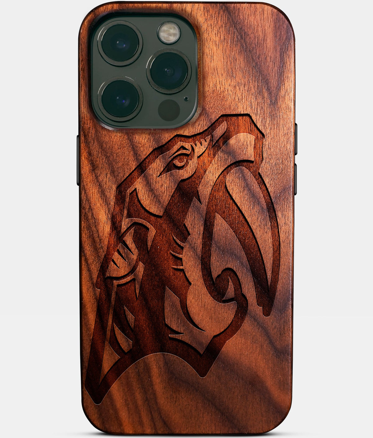 Custom Nashville Predators iPhone 14/14 Pro/14 Pro Max/14 Plus Case - Wood Predators Cover - Eco-friendly Nashville Predators iPhone 14 Case - Carved Wood Custom Nashville Predators Gift For Him - Monogrammed Personalized iPhone 14 Cover By Aldergrove & Oak