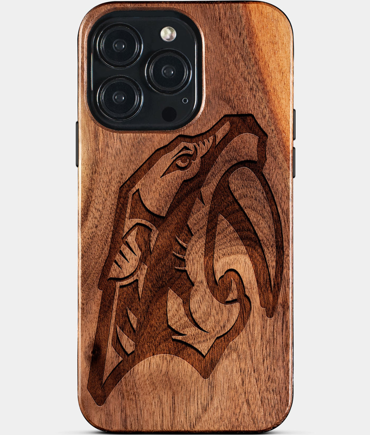 Custom Nashville Predators iPhone 15/15 Pro/15 Pro Max/15 Plus Case - Wood Predators Cover - Eco-friendly Nashville Predators iPhone 15 Case - Carved Wood Custom Nashville Predators Gift For Him - Monogrammed Personalized iPhone 15 Cover By Aldergrove & Oak