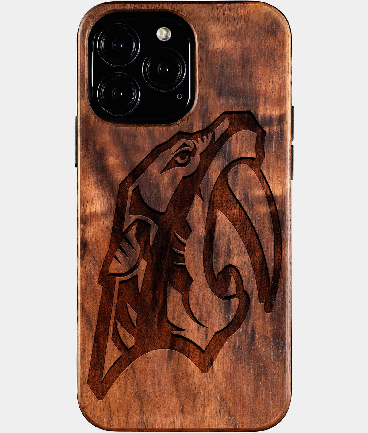 Custom Nashville Predators iPhone 16/16 Pro/16 Pro Max/16 Plus Case - Wood Predators Cover - Eco-friendly Nashville Predators iPhone 16 Case - Carved Wood Custom Nashville Predators Gift For Him - Monogrammed Personalized iPhone 16 Cover By Aldergrove & Oak