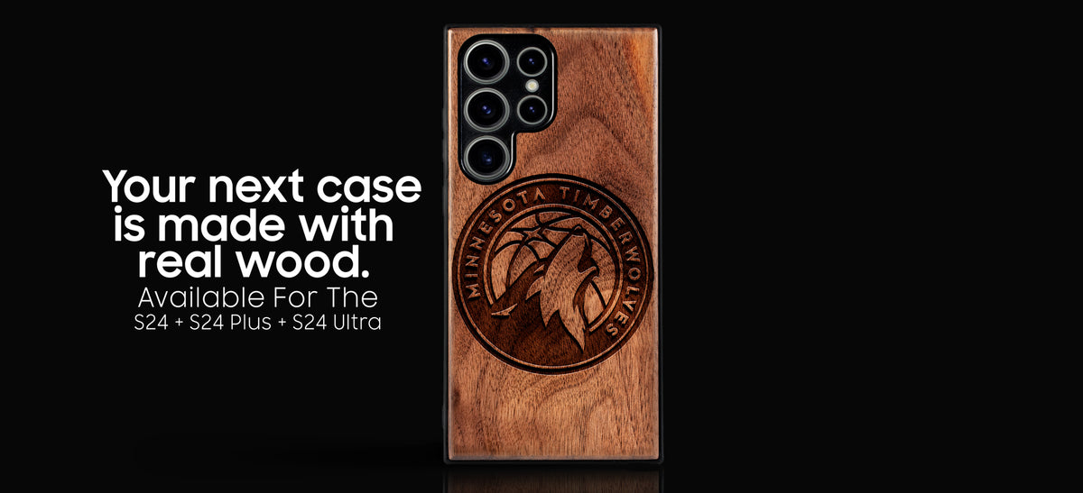 Shop custom NBA Samsung Galaxy S24 wood phone cases. Made with real wood and personalized for basketball fans. Custom gifts for men who love basketball. Available for the S24, S24 Plus, and S24 Ultra. Free Shipping + Free Engraving + 1 Year Warranty.