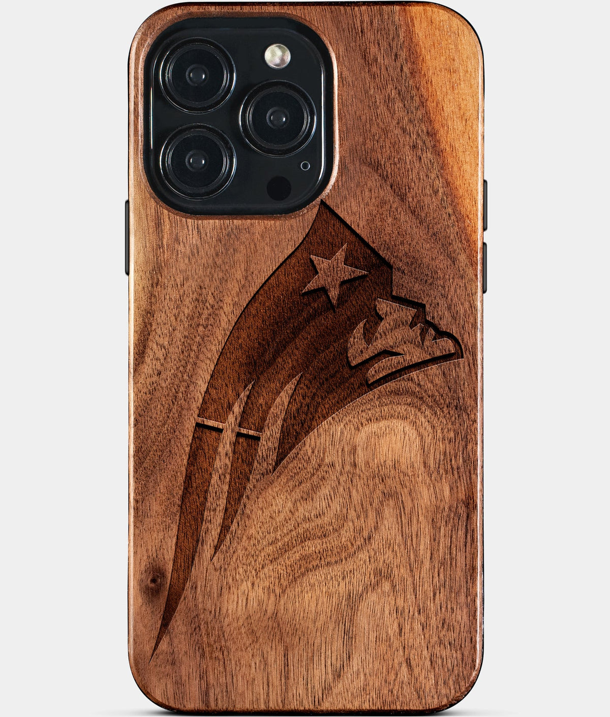 Custom New England Patriots iPhone 15/15 Pro/15 Pro Max/15 Plus Case - Wood Patriots Cover - Eco-friendly New England Patriots iPhone 15 Case - Carved Wood Custom New England Patriots Gift For Him - Monogrammed Personalized iPhone 15 Cover By Aldergrove & Oak