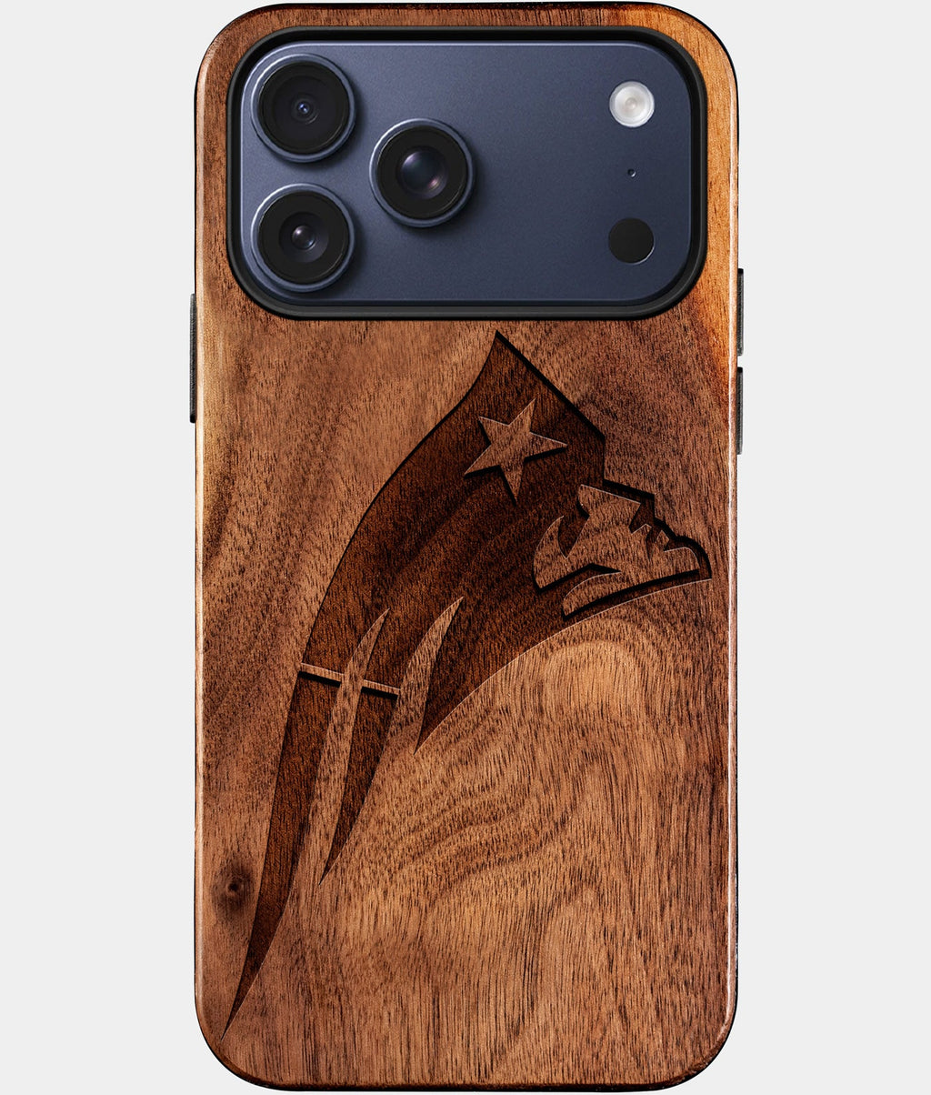 Custom New England Patriots iPhone 17/17 Pro/17 Pro Max/17 Air Case - Wood Patriots Cover - Eco-friendly New England Patriots iPhone 17 Case - Carved Wood Custom New England Patriots Gift For Him - Monogrammed Personalized iPhone 17 Cover By Aldergrove & Oak