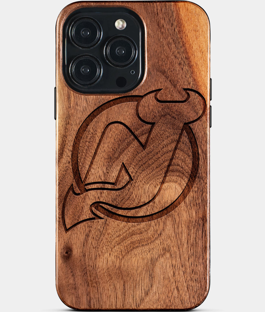 Custom New Jersey Devils iPhone 15/15 Pro/15 Pro Max/15 Plus Case - Wood Devils Cover - Eco-friendly New Jersey Devils iPhone 15 Case - Carved Wood Custom New Jersey Devils Gift For Him - Monogrammed Personalized iPhone 15 Cover By Aldergrove & Oak
