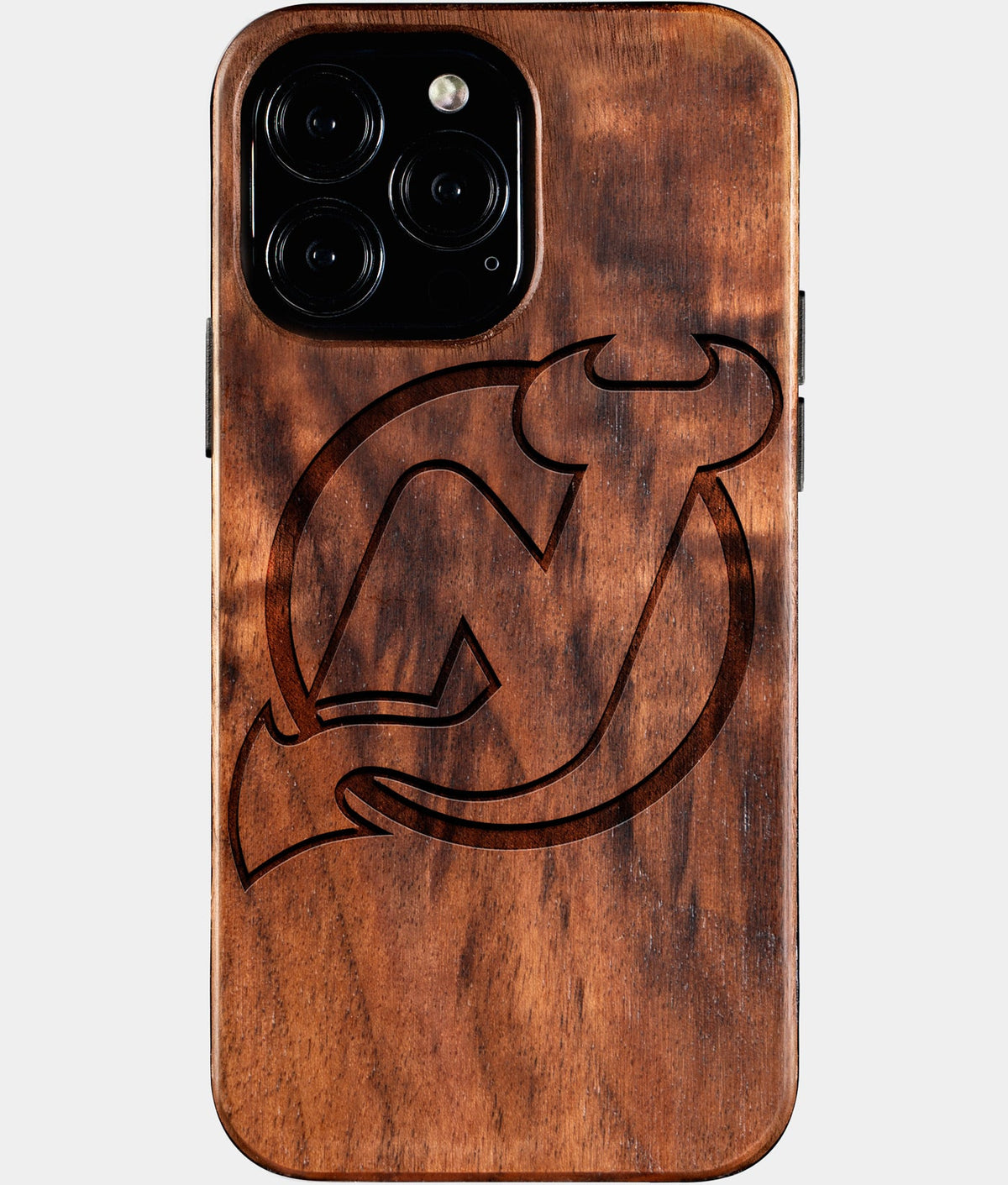 Custom New Jersey Devils iPhone 16/16 Pro/16 Pro Max/16 Plus Case - Wood Devils Cover - Eco-friendly New Jersey Devils iPhone 16 Case - Carved Wood Custom New Jersey Devils Gift For Him - Monogrammed Personalized iPhone 16 Cover By Aldergrove & Oak