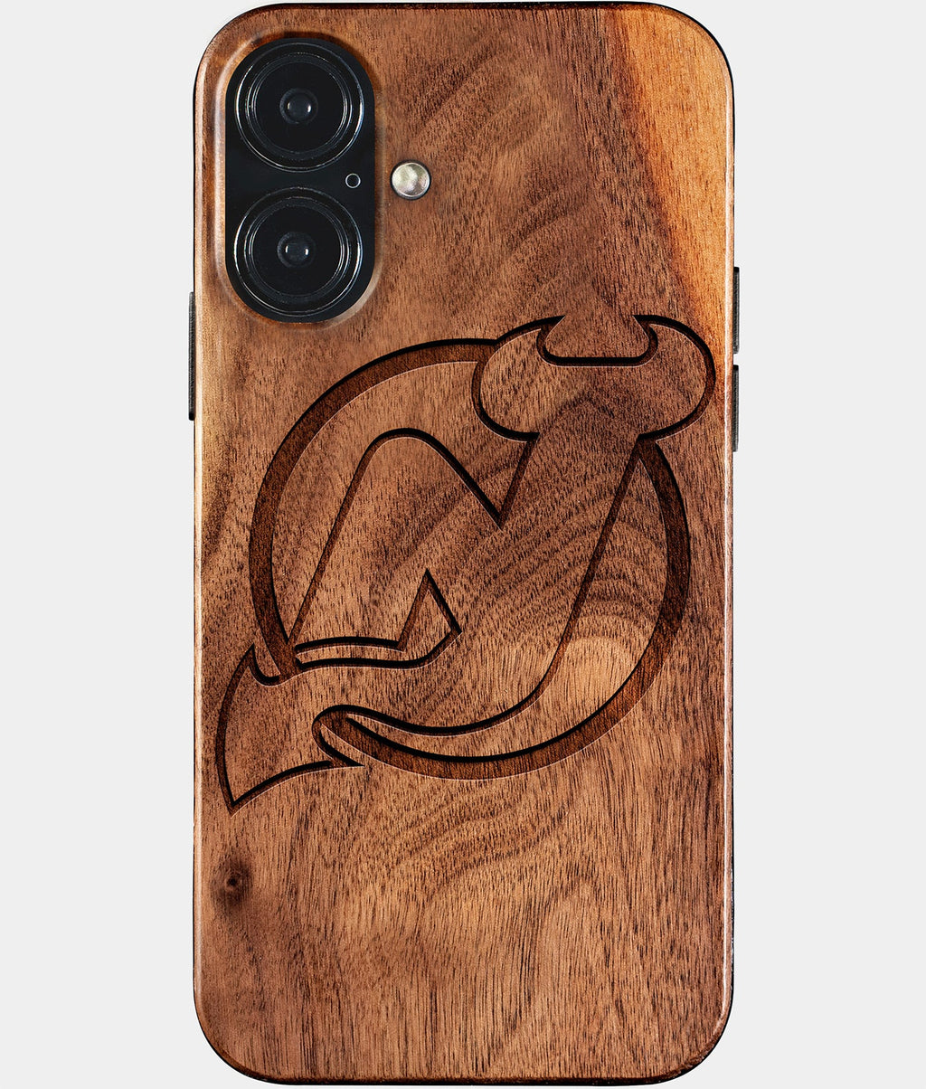 Eco-friendly New Jersey Devils iPhone 17 Case - Carved Wood Custom New Jersey Devils Gift For Him - Monogrammed Personalized iPhone 17 Cover By Aldergrove & Oak