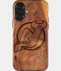 Eco-friendly New Jersey Devils iPhone 17 Case - Carved Wood Custom New Jersey Devils Gift For Him - Monogrammed Personalized iPhone 17 Cover By Aldergrove & Oak