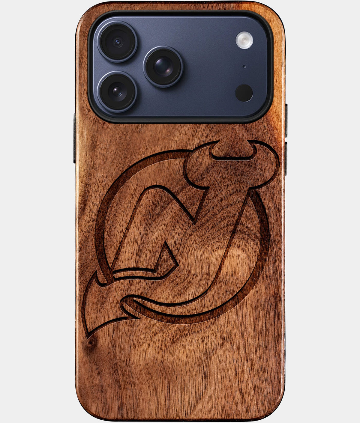 Eco-friendly New Jersey Devils iPhone 17 Pro Case - Carved Wood Custom New Jersey Devils Gift For Him - Monogrammed Personalized iPhone 17 Pro Cover By Aldergrove & Oak