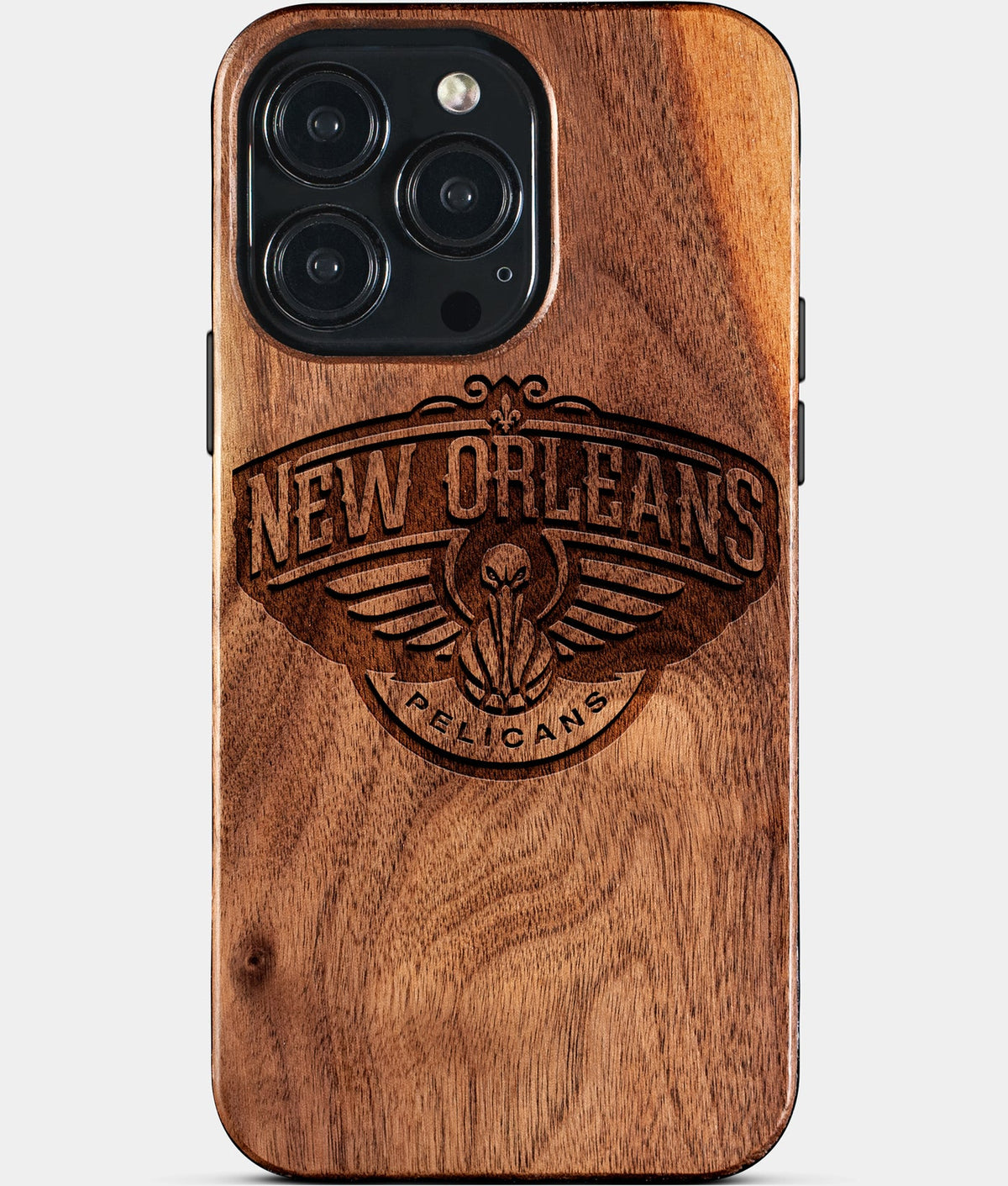 Custom New Orleans Pelicans iPhone 15/15 Pro/15 Pro Max/15 Plus Case - Wood Pelicans Cover - Eco-friendly New Orleans Pelicans iPhone 15 Case - Carved Wood Custom New Orleans Pelicans Gift For Him - Monogrammed Personalized iPhone 15 Cover By Aldergrove & Oak