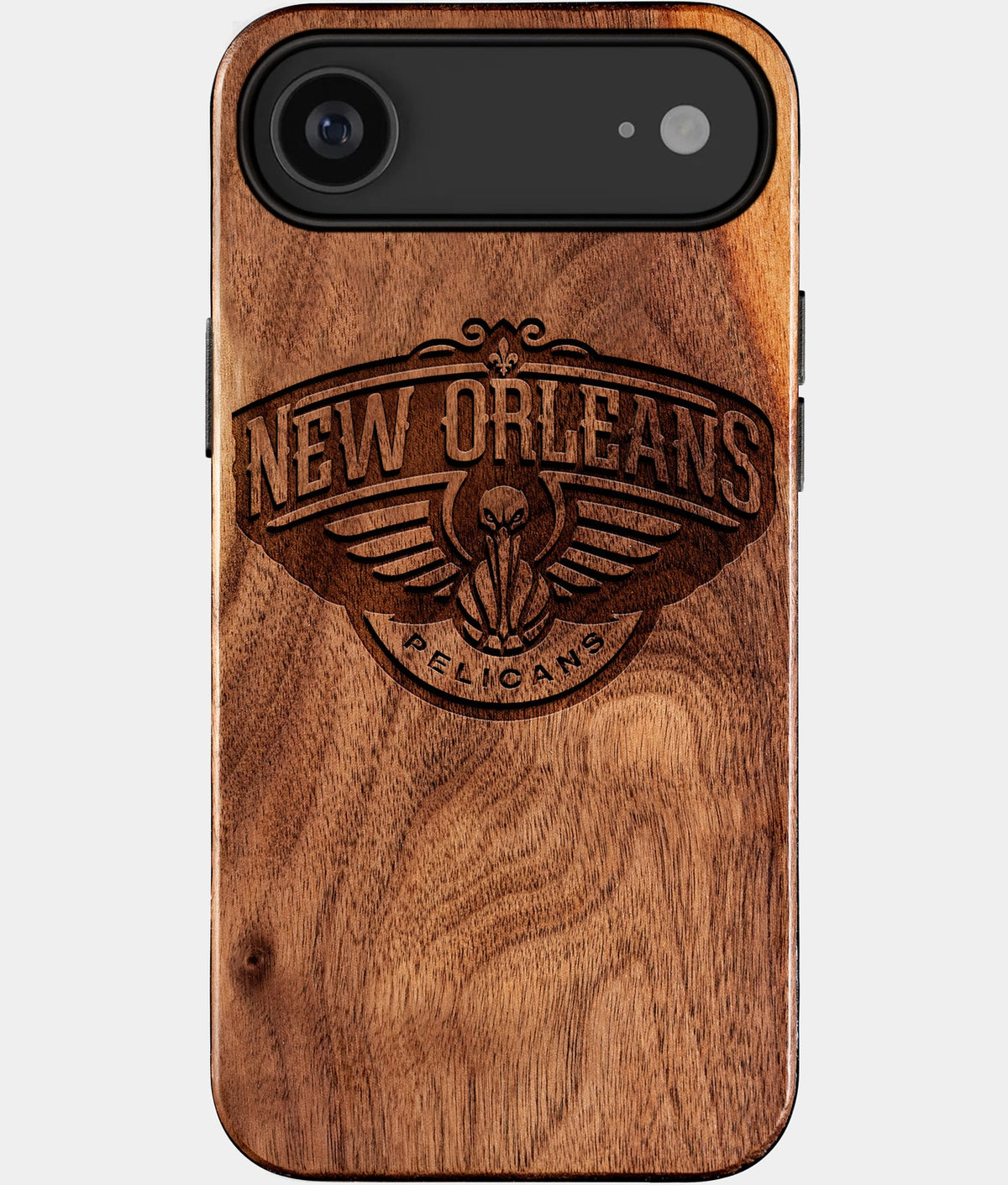 Eco-friendly New Orleans Pelicans iPhone 17 Air Case - Carved Wood Custom New Orleans Pelicans Gift For Him - Monogrammed Personalized iPhone 17 Air Cover By Aldergrove & Oak