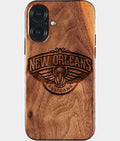 Eco-friendly New Orleans Pelicans iPhone 17 Case - Carved Wood Custom New Orleans Pelicans Gift For Him - Monogrammed Personalized iPhone 17 Cover By Aldergrove & Oak