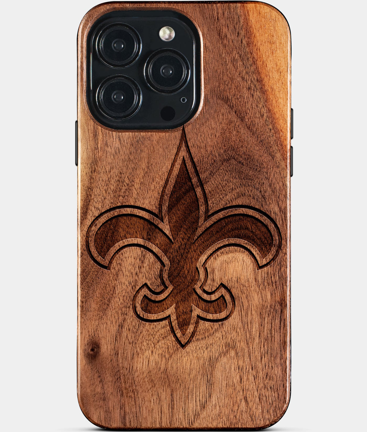 Custom New Orleans Saints iPhone 15/15 Pro/15 Pro Max/15 Plus Case - Wood Saints Cover - Eco-friendly New Orleans Saints iPhone 15 Case - Carved Wood Custom New Orleans Saints Gift For Him - Monogrammed Personalized iPhone 15 Cover By Aldergrove & Oak