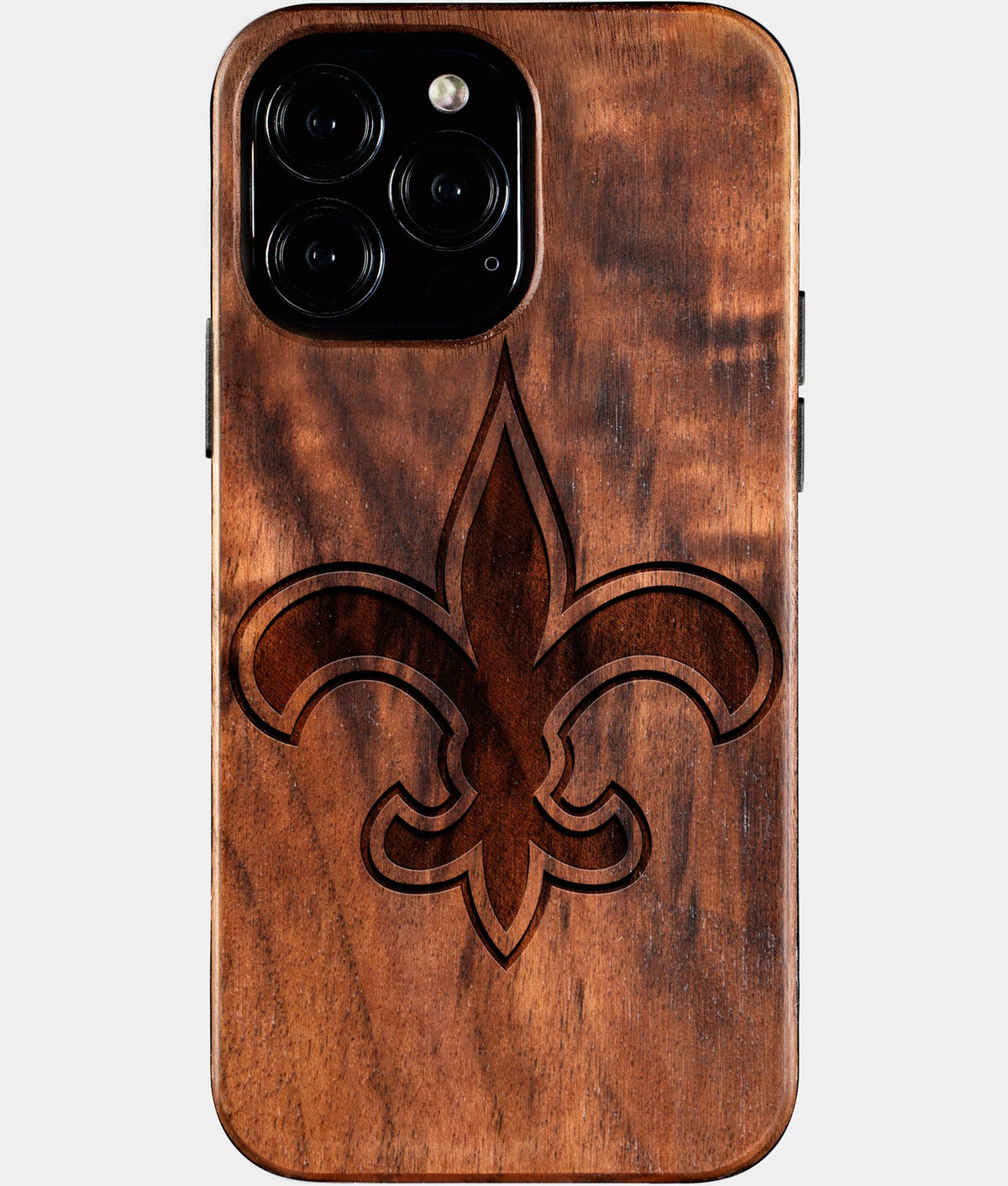 Custom New Orleans Saints iPhone 16/16 Pro/16 Pro Max/16 Plus Case - Wood Saints Cover - Eco-friendly New Orleans Saints iPhone 16 Case - Carved Wood Custom New Orleans Saints Gift For Him - Monogrammed Personalized iPhone 16 Cover By Aldergrove & Oak
