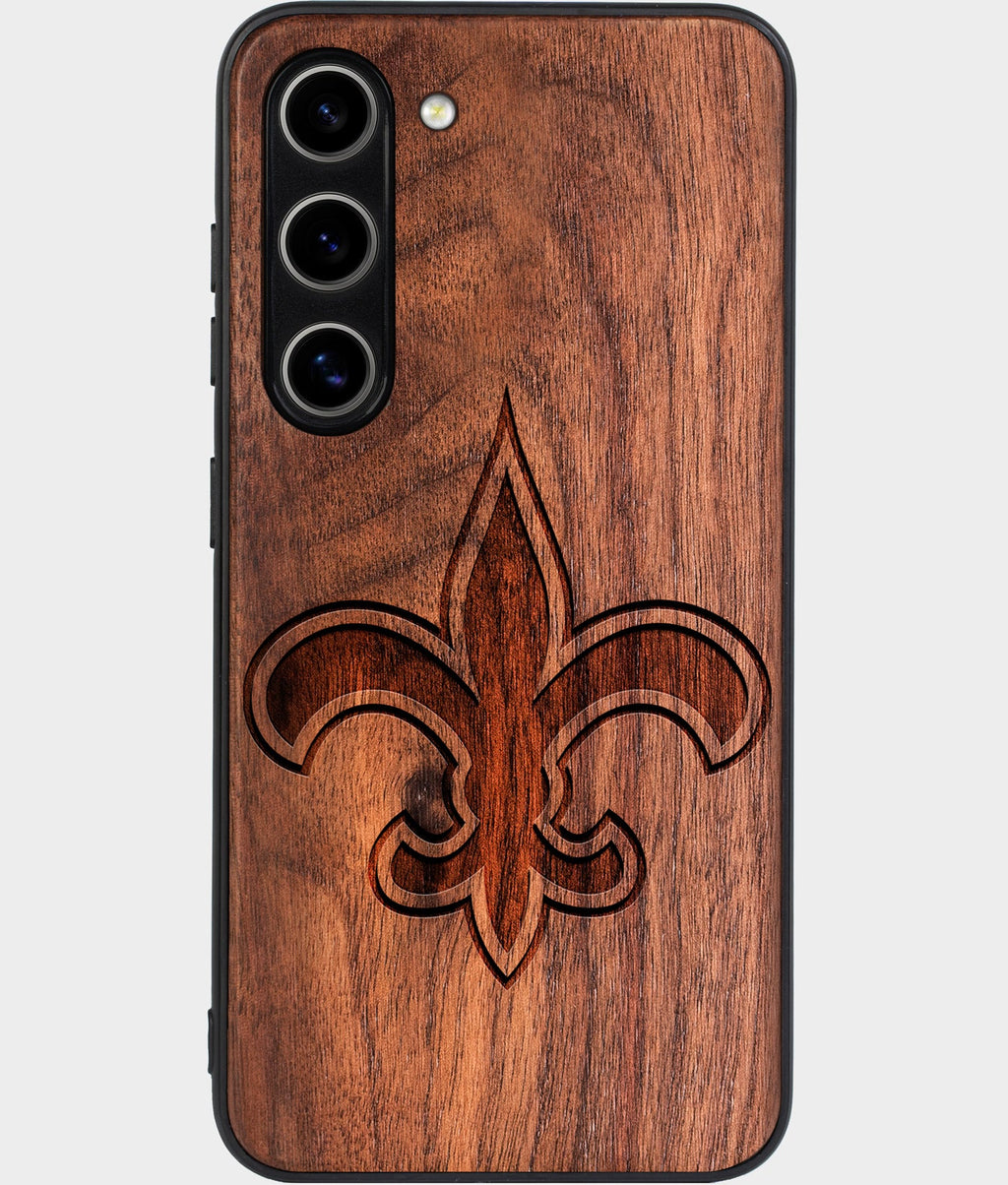 Best Wood New Orleans Saints Samsung Galaxy S25 Case - Custom Engraved Cover - Aldergrove & Oak