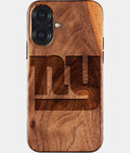 Eco-friendly New York Giants iPhone 17 Case - Carved Wood Custom New York Giants Gift For Him - Monogrammed Personalized iPhone 17 Cover By Aldergrove & Oak