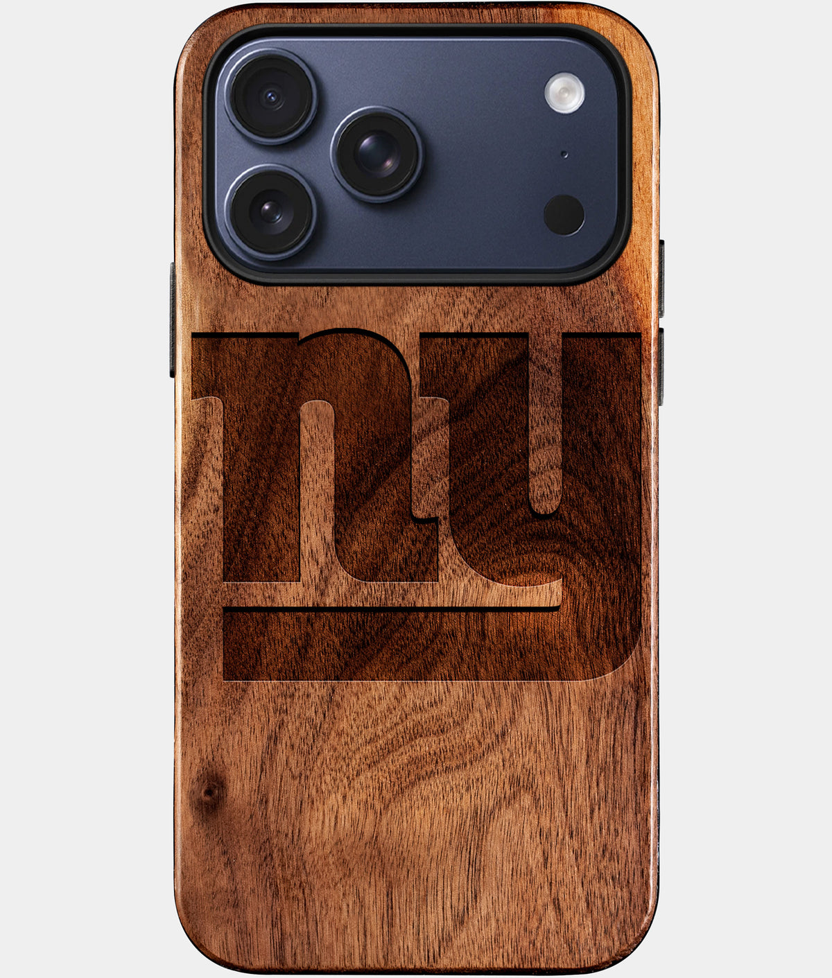 Eco-friendly New York Giants iPhone 17 Pro Case - Carved Wood Custom New York Giants Gift For Him - Monogrammed Personalized iPhone 17 Pro Cover By Aldergrove & Oak