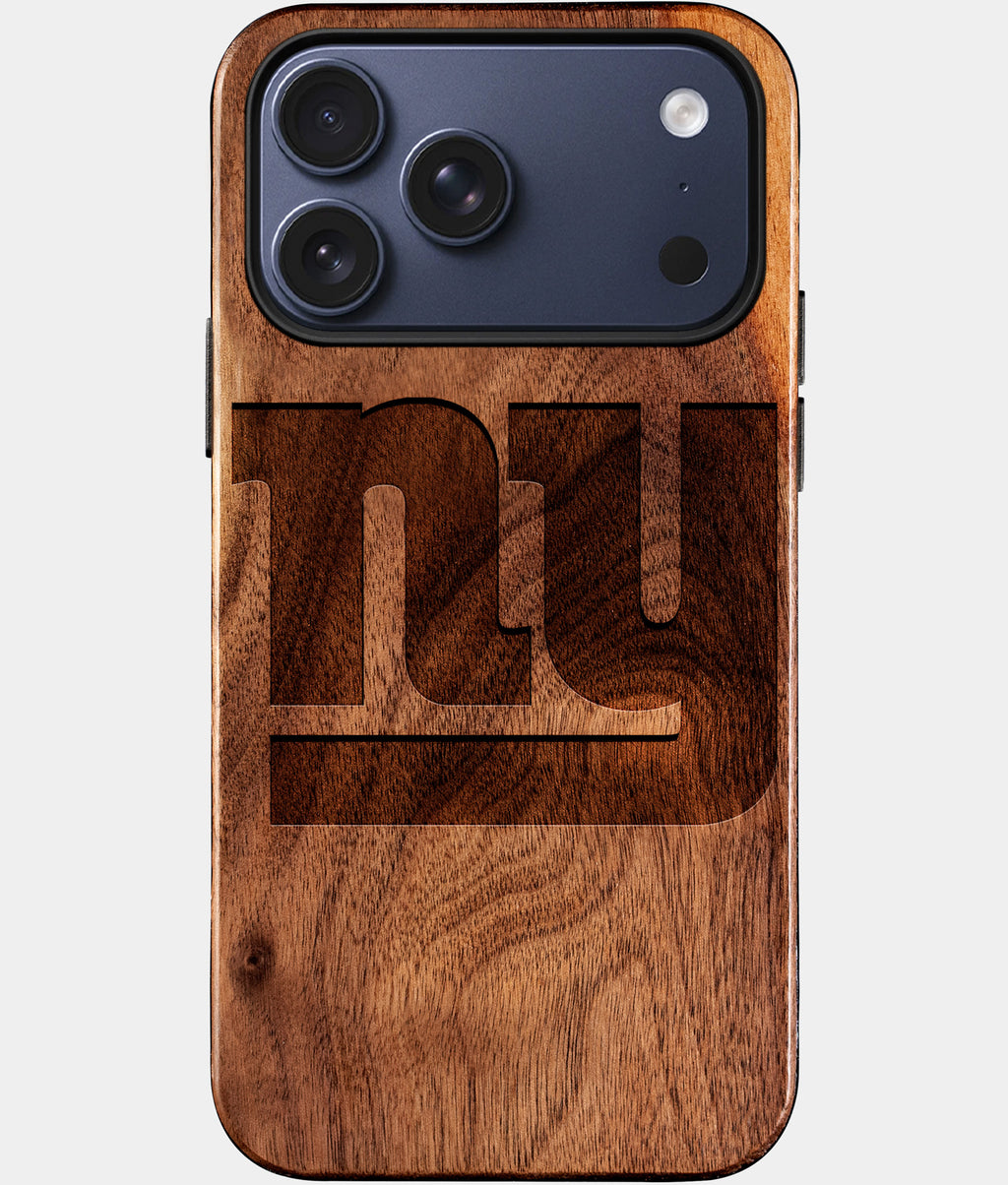 Custom New York Giants iPhone 17/17 Pro/17 Pro Max/17 Air Case - Wood Giants Cover - Eco-friendly New York Giants iPhone 17 Case - Carved Wood Custom New York Giants Gift For Him - Monogrammed Personalized iPhone 17 Cover By Aldergrove & Oak