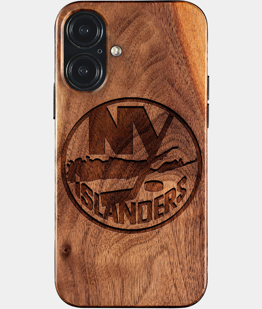 Eco-friendly New York Islanders iPhone 17 Case - Carved Wood Custom New York Islanders Gift For Him - Monogrammed Personalized iPhone 17 Cover By Aldergrove & Oak
