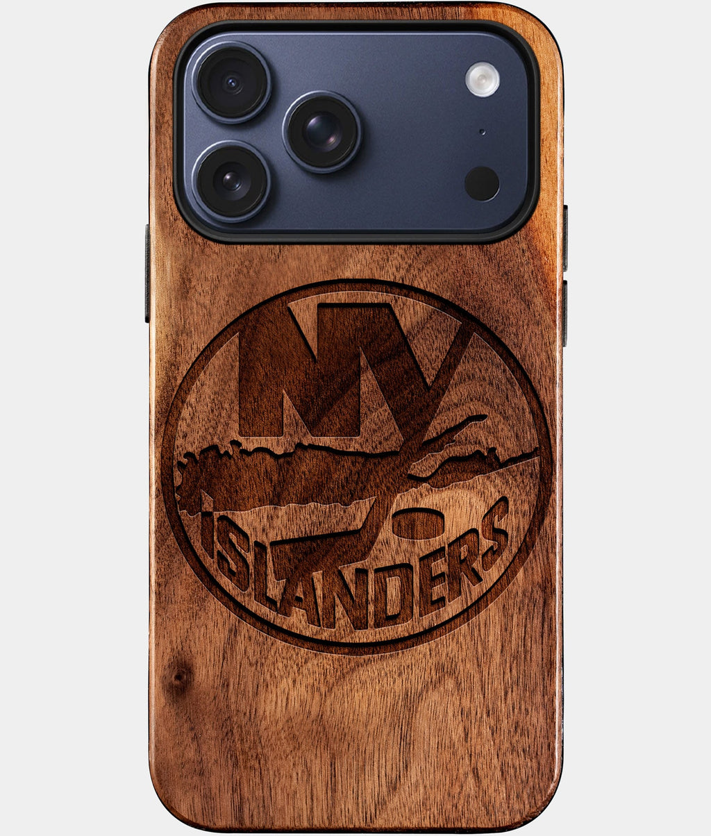 Custom New York Islanders iPhone 17/17 Pro/17 Pro Max/17 Air Case - Wood Islanders Cover - Eco-friendly New York Islanders iPhone 17 Case - Carved Wood Custom New York Islanders Gift For Him - Monogrammed Personalized iPhone 17 Cover By Aldergrove & Oak