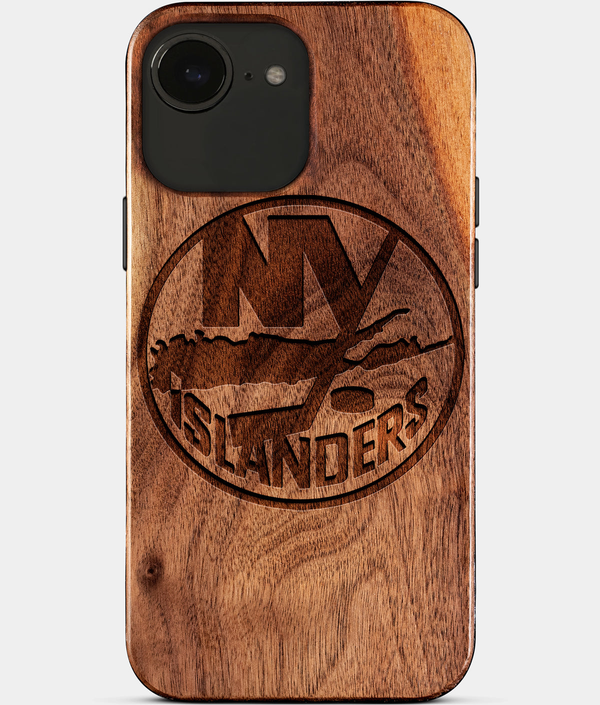Eco-friendly New York Islanders iPhone 17e Case - Carved Wood Custom New York Islanders Gift For Him - Monogrammed Personalized iPhone 17e Cover By Aldergrove & Oak