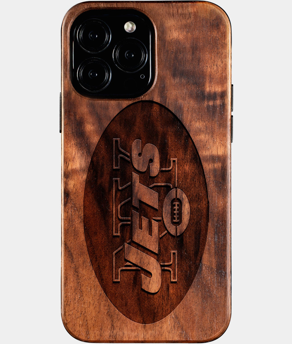 Custom New York Jets iPhone 16/16 Pro/16 Pro Max/16 Plus Case - Wood Jets Cover - Eco-friendly New York Jets iPhone 16 Case - Carved Wood Custom New York Jets Gift For Him - Monogrammed Personalized iPhone 16 Cover By Aldergrove & Oak