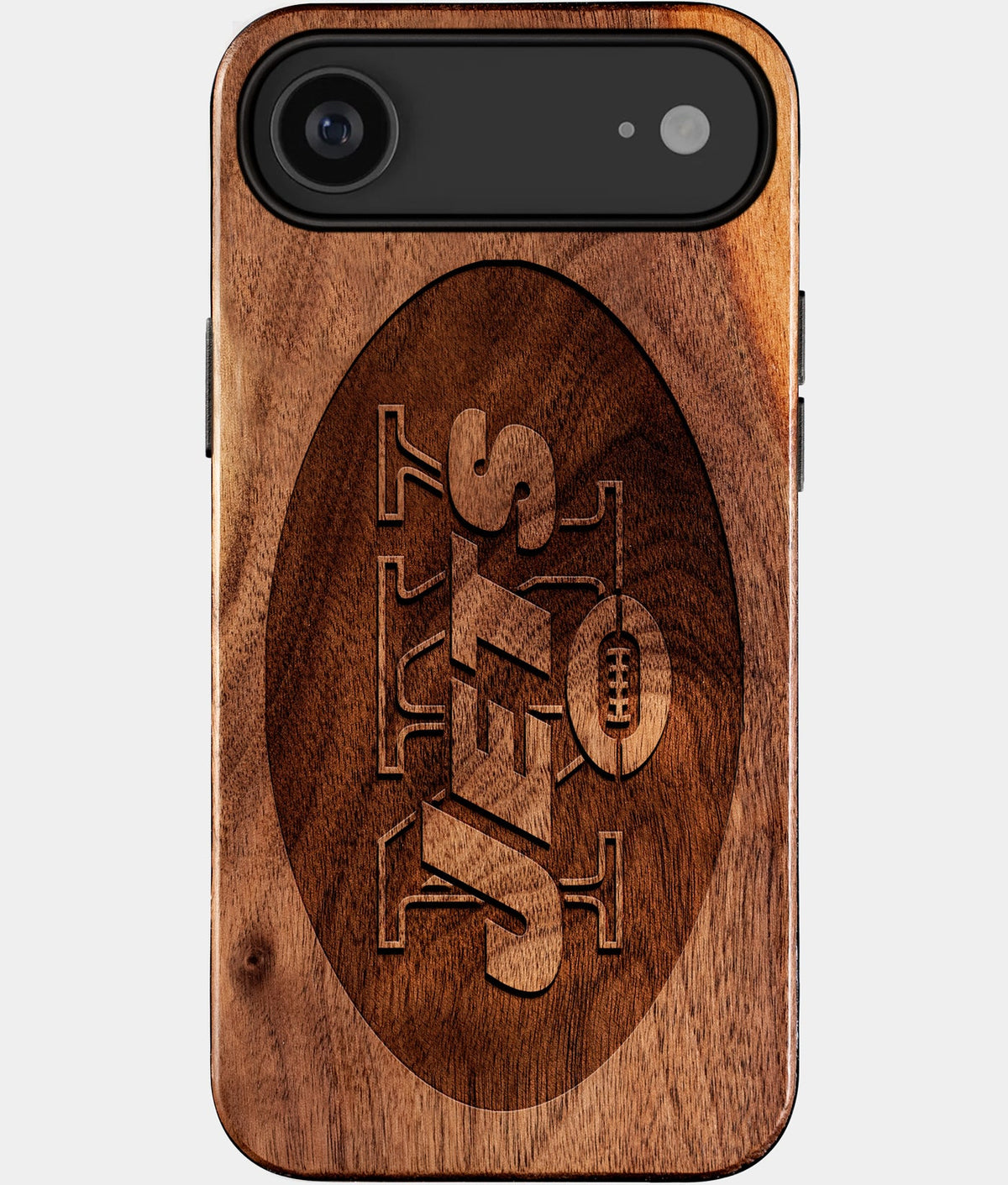 Eco-friendly New York Jets iPhone 17 Air Case - Carved Wood Custom New York Jets Gift For Him - Monogrammed Personalized iPhone 17 Air Cover By Aldergrove & Oak