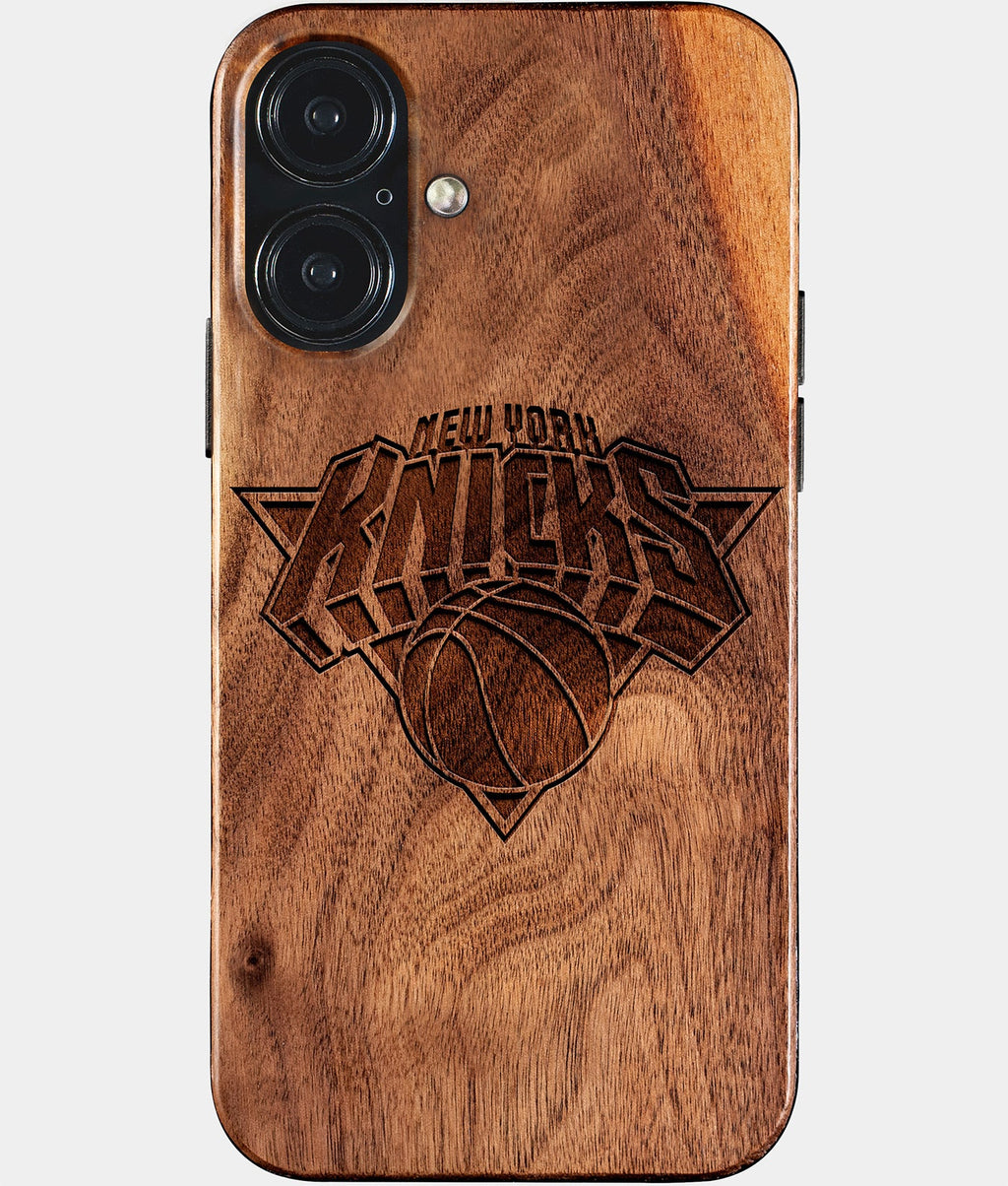 Eco-friendly New York Knicks iPhone 17 Case - Carved Wood Custom New York Knicks Gift For Him - Monogrammed Personalized iPhone 17 Cover By Aldergrove & Oak