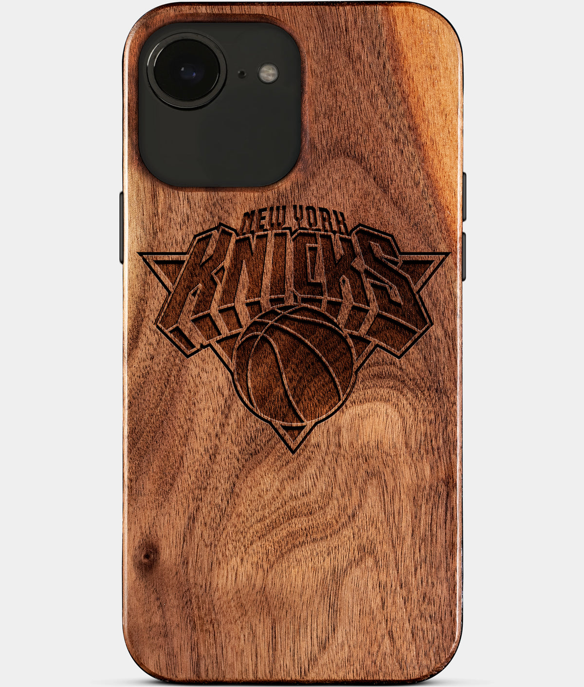 Eco-friendly New York Knicks iPhone 17e Case - Carved Wood Custom New York Knicks Gift For Him - Monogrammed Personalized iPhone 17e Cover By Aldergrove & Oak