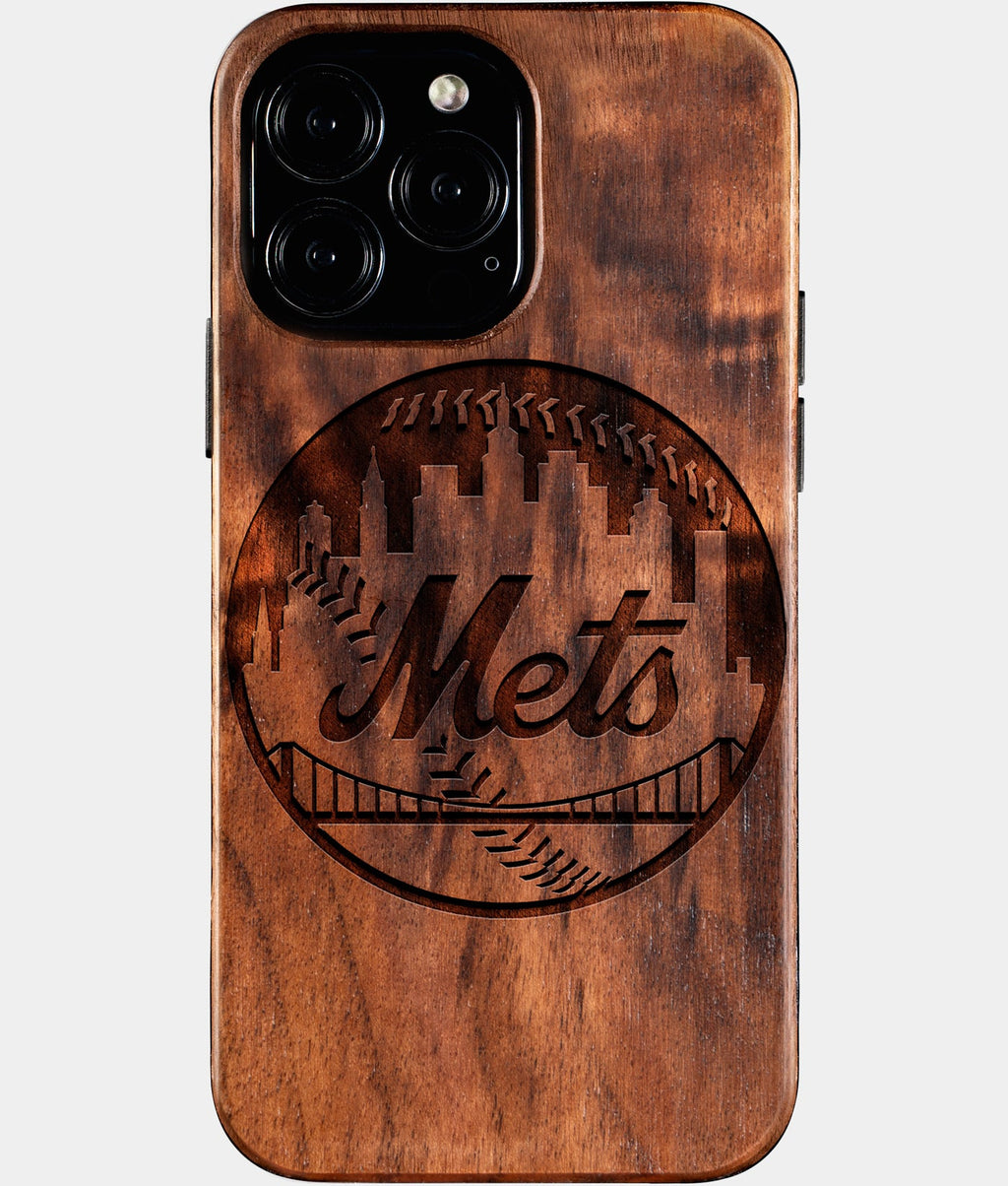 Custom New York Mets iPhone 16/16 Pro/16 Pro Max/16 Plus Case - Wood Mets Cover - Eco-friendly New York Mets iPhone 16 Case - Carved Wood Custom New York Mets Gift For Him - Monogrammed Personalized iPhone 16 Cover By Aldergrove & Oak