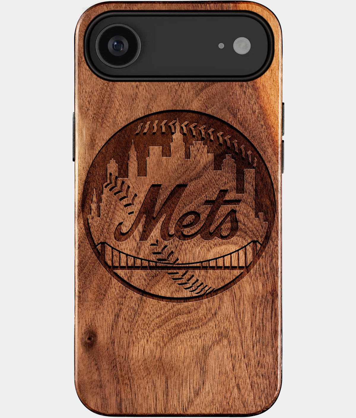 Eco-friendly New York Mets iPhone 17 Air Case - Carved Wood Custom New York Mets Gift For Him - Monogrammed Personalized iPhone 17 Air Cover By Aldergrove & Oak