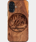 Eco-friendly New York Mets iPhone 17 Case - Carved Wood Custom New York Mets Gift For Him - Monogrammed Personalized iPhone 17 Cover By Aldergrove & Oak