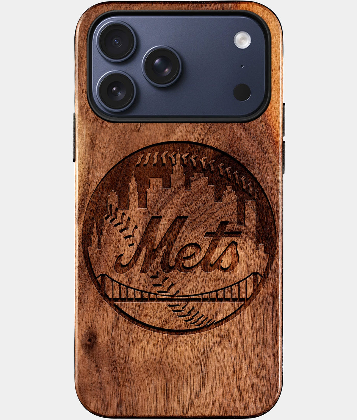 Custom New York Mets iPhone 17/17 Pro/17 Pro Max/17 Air Case - Wood Mets Cover - Eco-friendly New York Mets iPhone 17 Case - Carved Wood Custom New York Mets Gift For Him - Monogrammed Personalized iPhone 17 Cover By Aldergrove & Oak