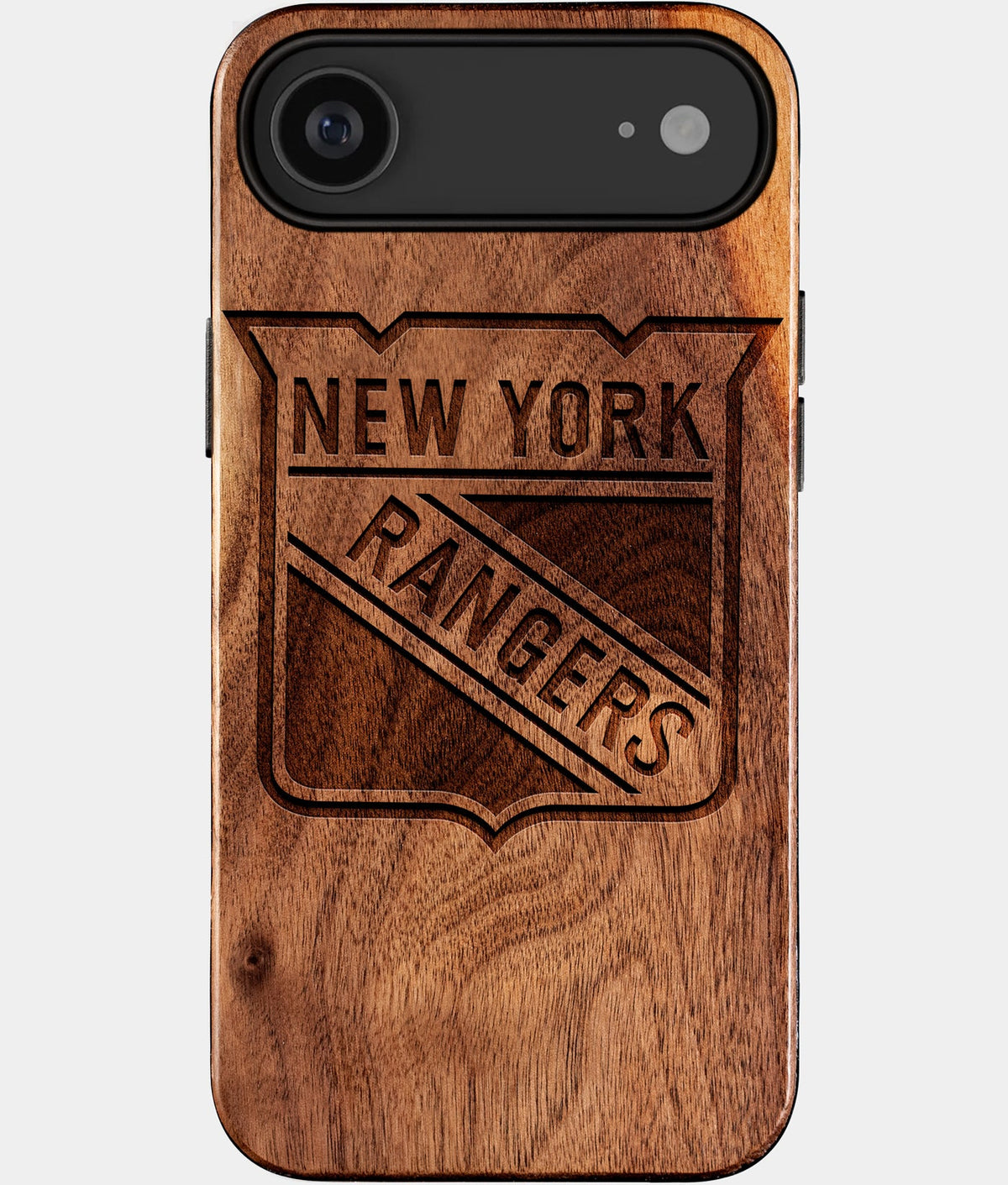 Eco-friendly New York Rangers iPhone 17 Air Case - Carved Wood Custom New York Rangers Gift For Him - Monogrammed Personalized iPhone 17 Air Cover By Aldergrove & Oak