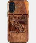 Eco-friendly New York Rangers iPhone 17 Case - Carved Wood Custom New York Rangers Gift For Him - Monogrammed Personalized iPhone 17 Cover By Aldergrove & Oak