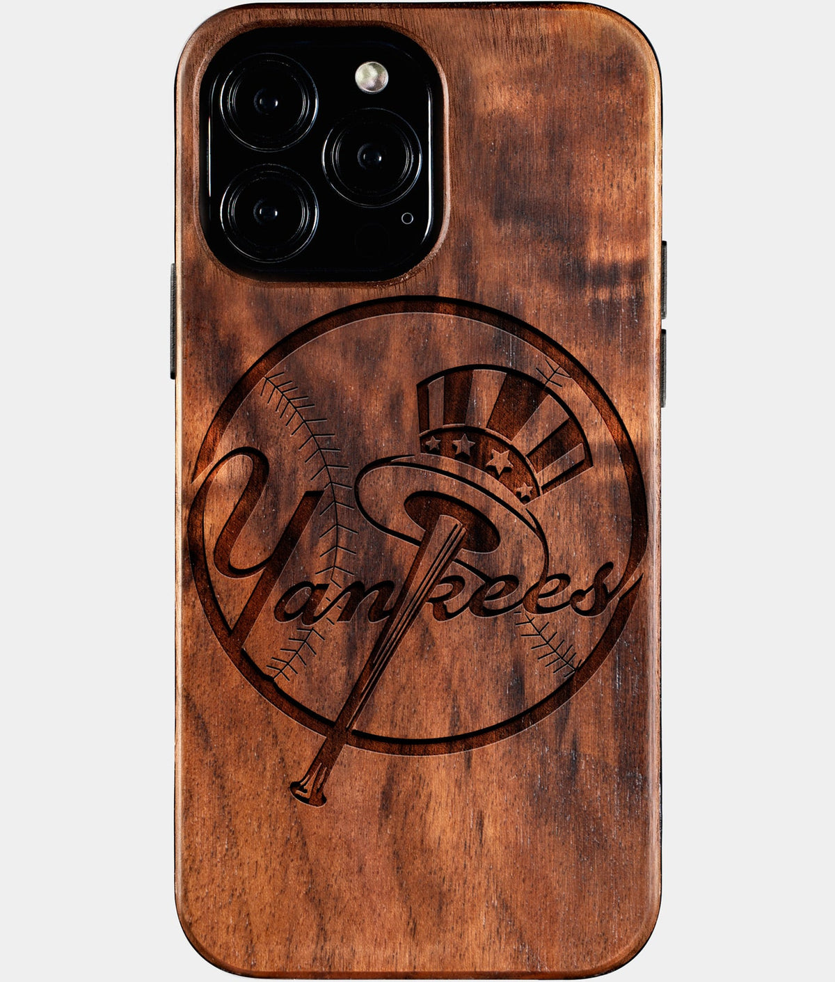 Custom New York Yankees iPhone 16/16 Pro/16 Pro Max/16 Plus Case - Wood Yankees Cover - Eco-friendly New York Yankees iPhone 16 Case - Carved Wood Custom New York Yankees Gift For Him - Monogrammed Personalized iPhone 16 Cover By Aldergrove & Oak