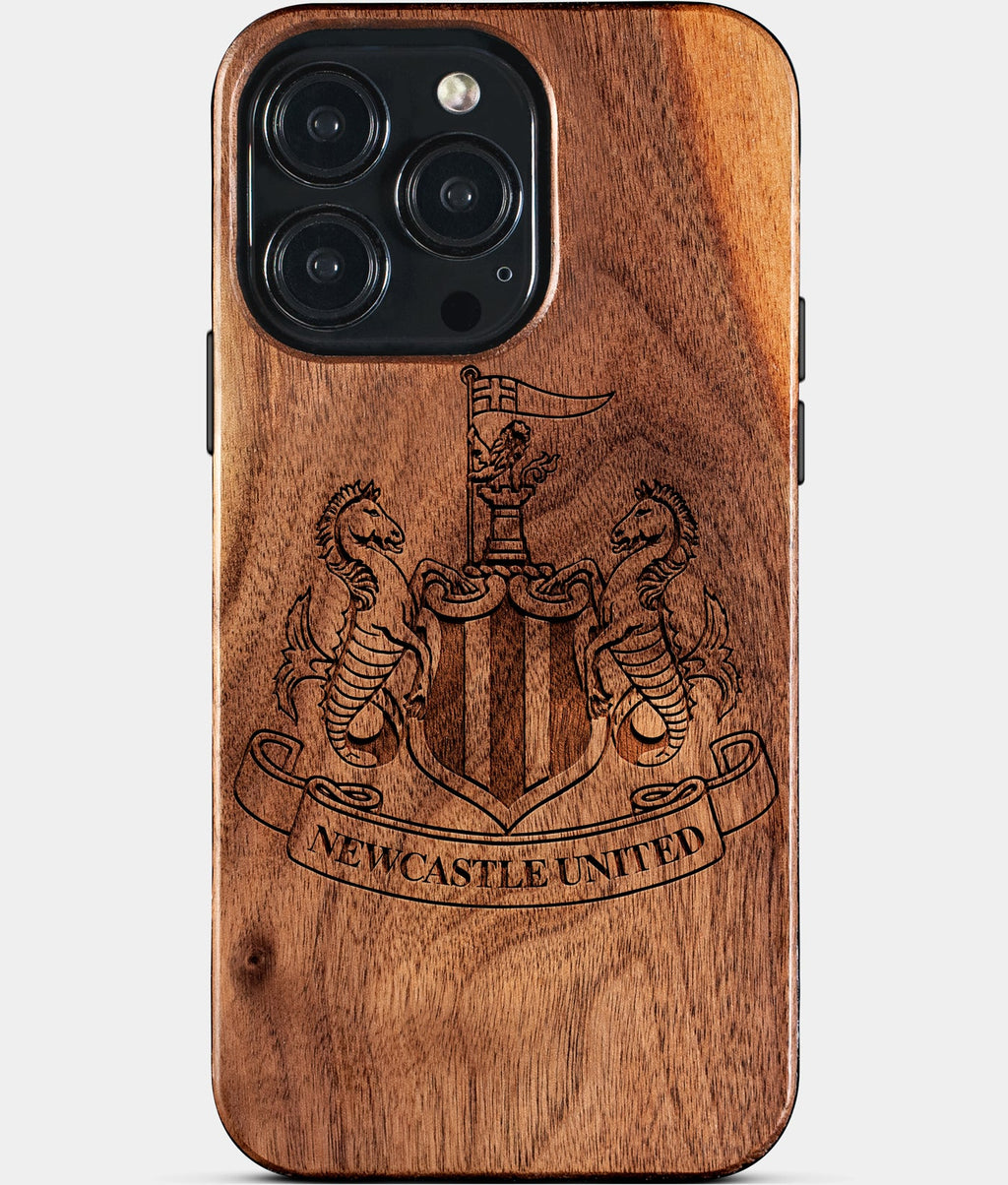 Custom Newcastle United F.C. iPhone 15/15 Pro/15 Pro Max/15 Plus Case - Wood Newcastle United FC Cover - Eco-friendly Newcastle United FC iPhone 15 Case - Carved Wood Custom Newcastle United FC Gift For Him - Monogrammed Personalized iPhone 15 Cover By Aldergrove & Oak