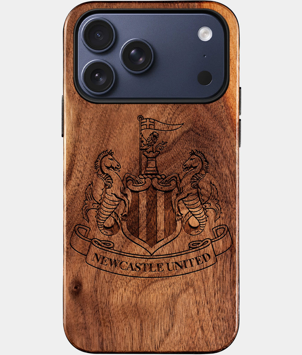 Custom Newcastle United F.C. iPhone 17/17 Pro/17 Pro Max/17 Air Case - Wood Newcastle United FC Cover - Eco-friendly Newcastle United FC iPhone 17 Case - Carved Wood Custom Newcastle United FC Gift For Him - Monogrammed Personalized iPhone 17 Cover By Aldergrove & Oak