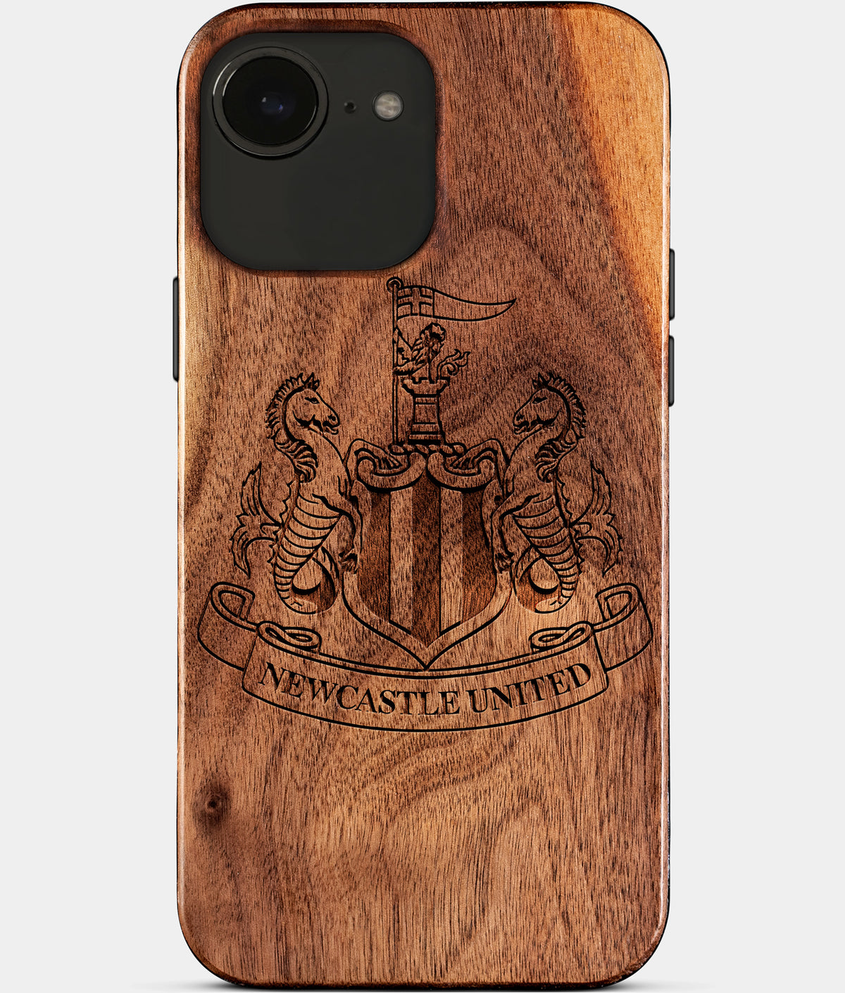 Eco-friendly Newcastle United FC iPhone 17e Case - Carved Wood Custom Newcastle United FC Gift For Him - Monogrammed Personalized iPhone 17e Cover By Aldergrove & Oak