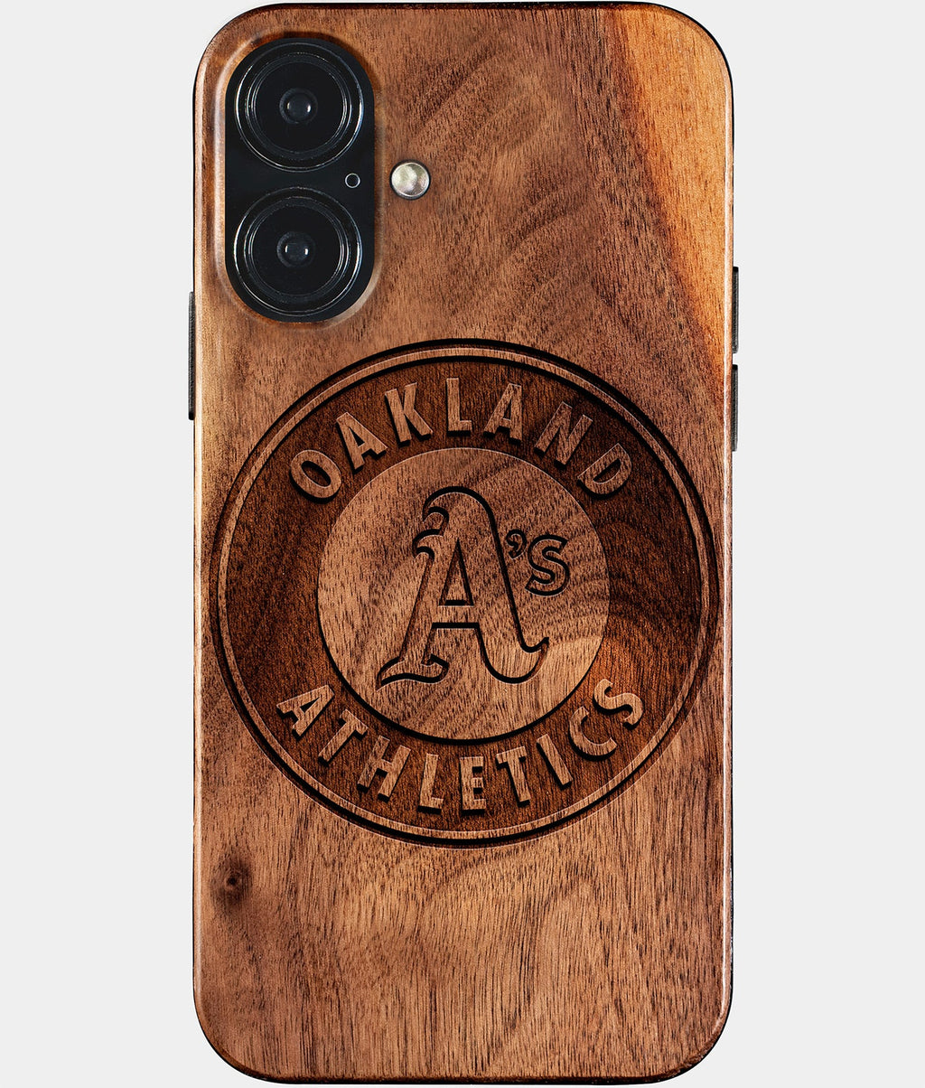 Eco-friendly Oakland Athletics iPhone 17 Case - Carved Wood Custom Oakland Athletics Gift For Him - Monogrammed Personalized iPhone 17 Cover By Aldergrove & Oak