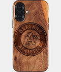 Eco-friendly Oakland Athletics iPhone 17 Case - Carved Wood Custom Oakland Athletics Gift For Him - Monogrammed Personalized iPhone 17 Cover By Aldergrove & Oak