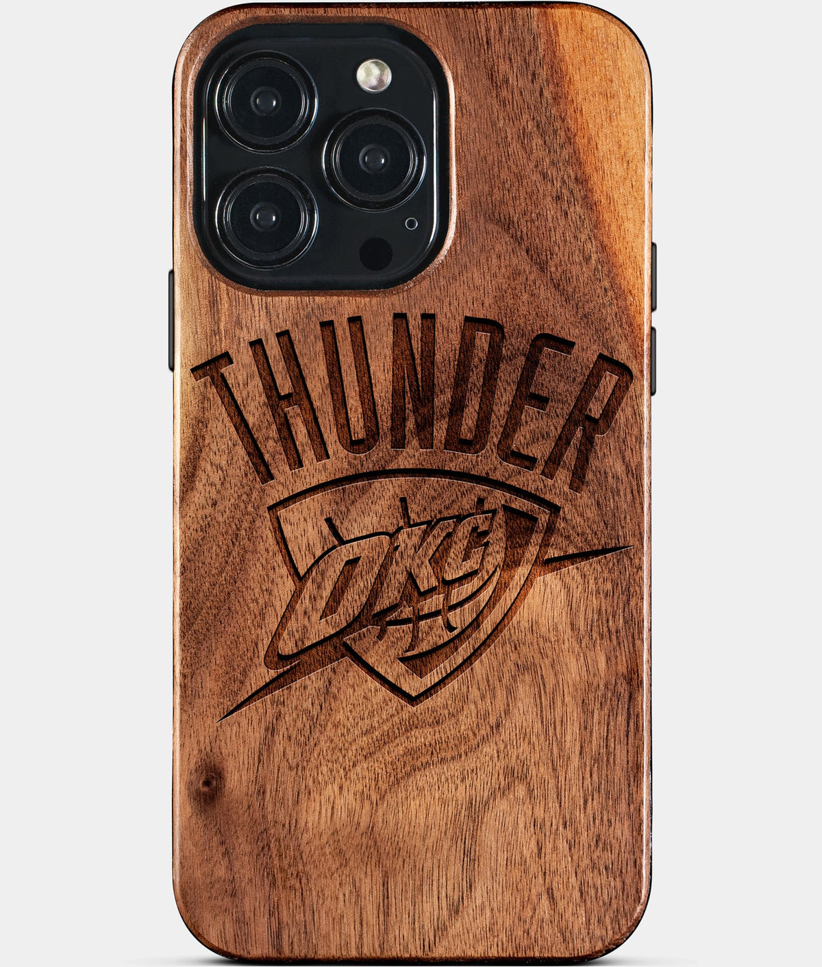 Custom OKC Thunder iPhone 15/15 Pro/15 Pro Max/15 Plus Case - Wood Wizards Cover - Eco-friendly OKC Thunder iPhone 15 Case - Carved Wood Custom OKC Thunder Gift For Him - Monogrammed Personalized iPhone 15 Cover By Aldergrove & Oak