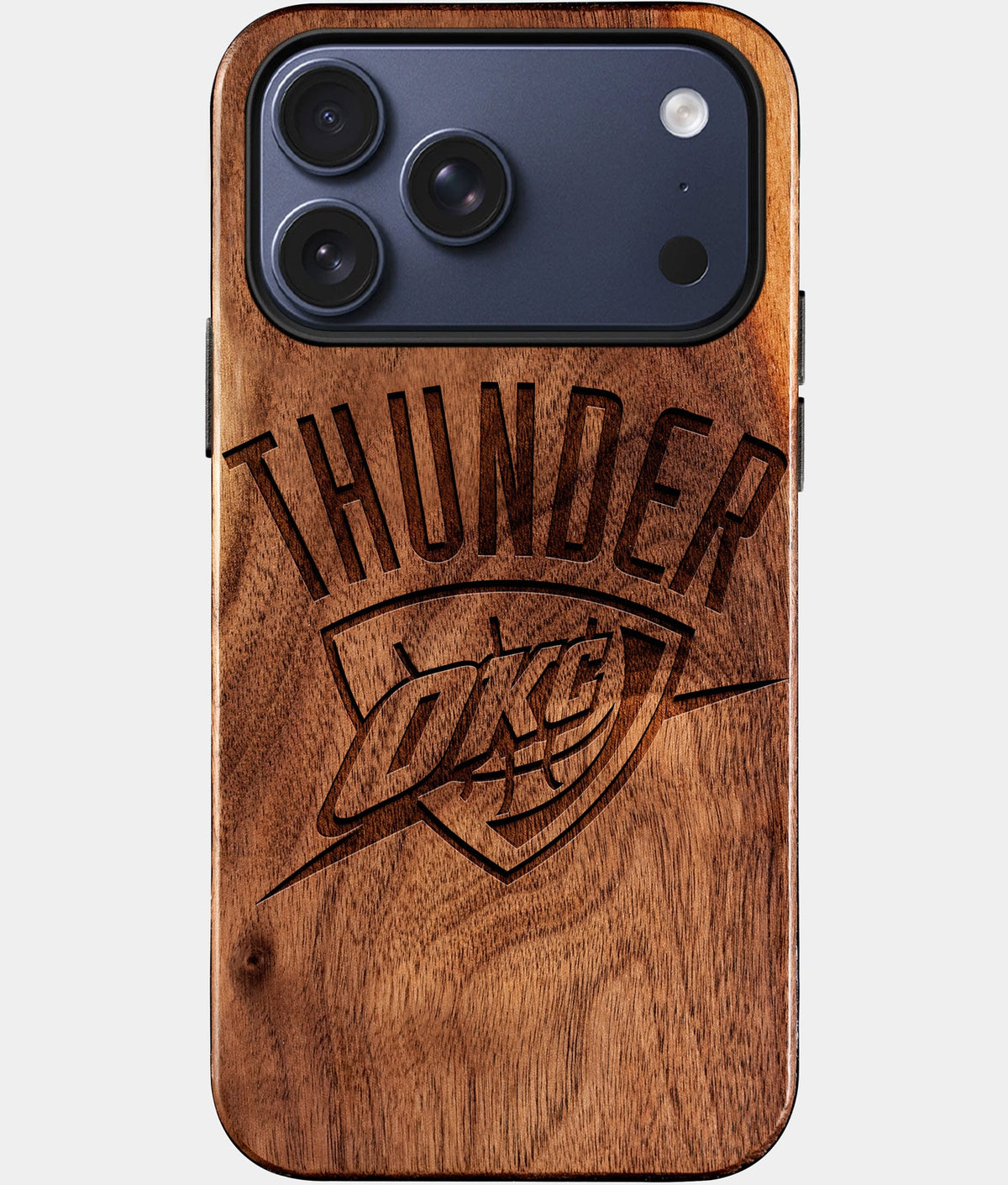 Custom OKC Thunder iPhone 17/17 Pro/17 Pro Max/17 Air Case - Wood Wizards Cover - Eco-friendly OKC Thunder iPhone 17 Case - Carved Wood Custom OKC Thunder Gift For Him - Monogrammed Personalized iPhone 17 Cover By Aldergrove & Oak