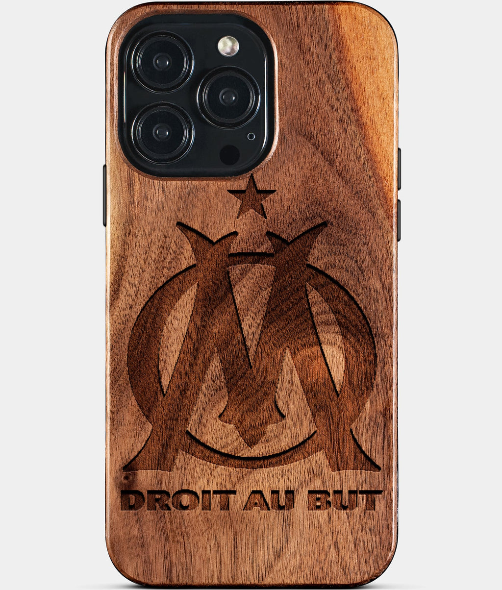 Custom Olympique De Marseille iPhone 15/15 Pro/15 Pro Max/15 Plus Case - Wood Olympique De Marseille Cover - Eco-friendly Olympique De Marseille iPhone 15 Case - Carved Wood Custom Olympique De Marseille Gift For Him - Monogrammed Personalized iPhone 15 Cover By Aldergrove & Oak