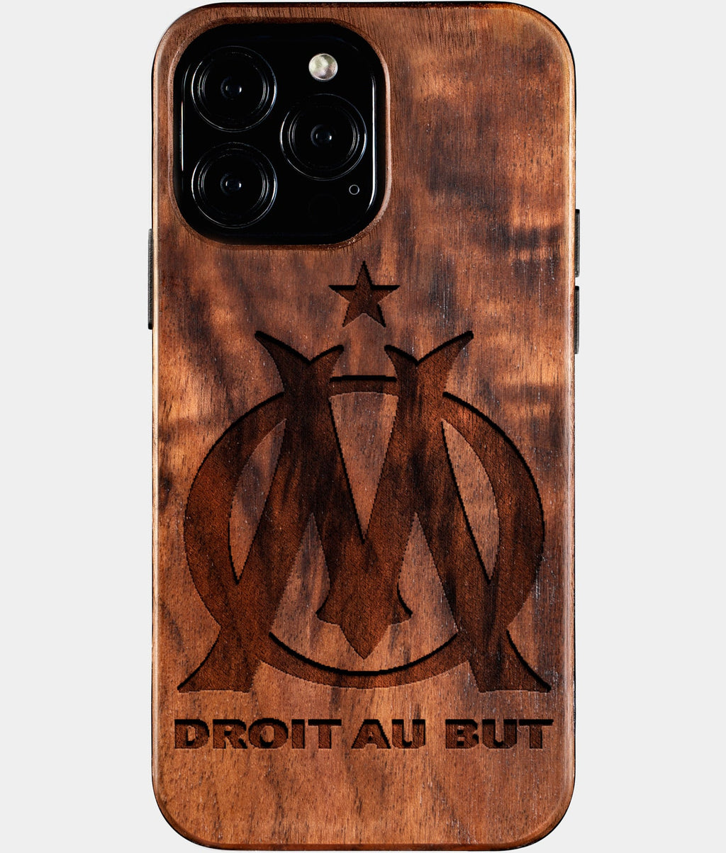 Custom Olympique De Marseille iPhone 16/16 Pro/16 Pro Max/16 Plus Case - Wood Olympique De Marseille Cover - Eco-friendly Olympique De Marseille iPhone 16 Case - Carved Wood Custom Olympique De Marseille Gift For Him - Monogrammed Personalized iPhone 16 Cover By Aldergrove & Oak